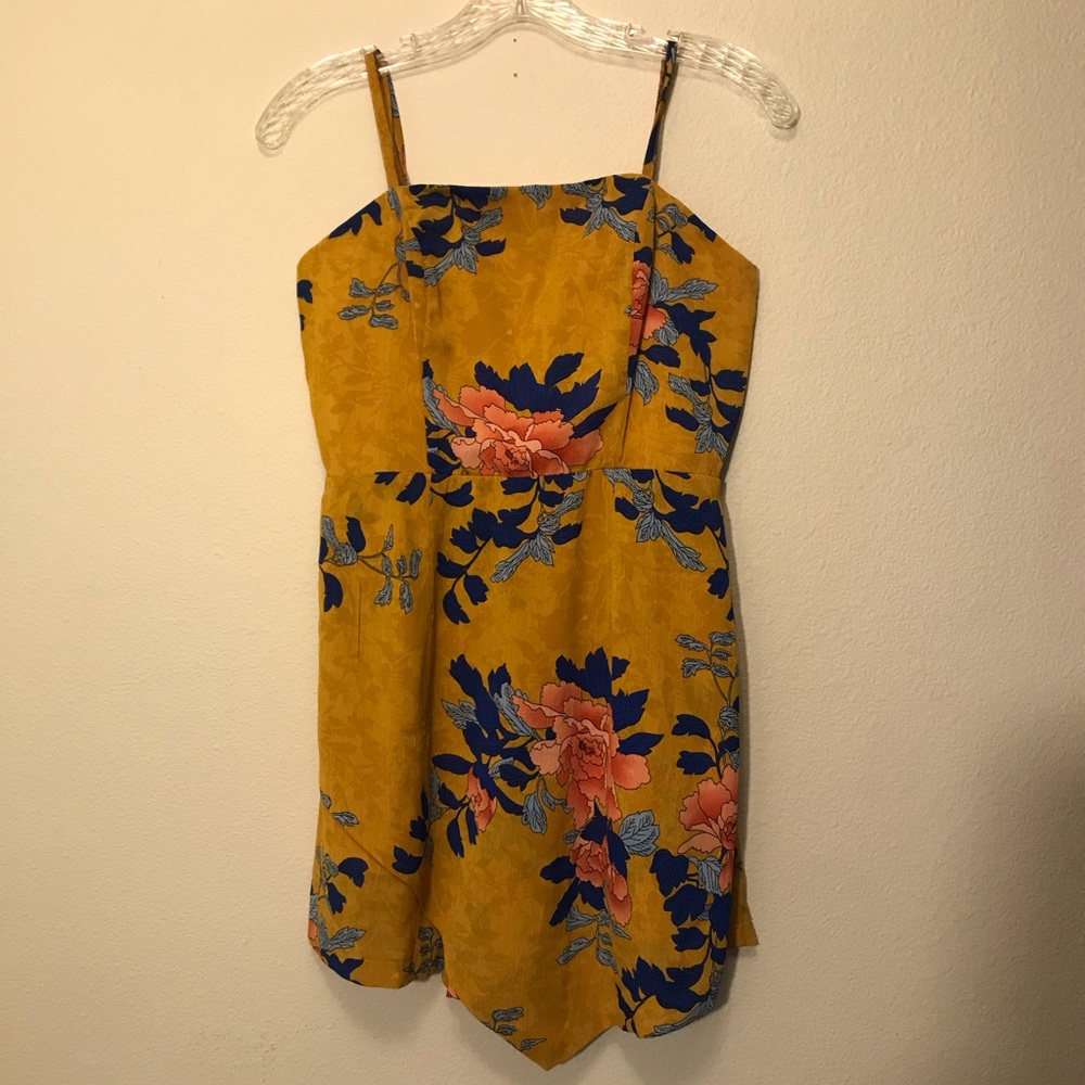Beautiful Mustard Colored Floral Romper